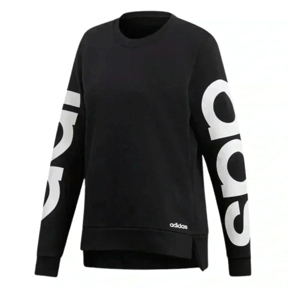 ADIDAS Essential Crewneck Sweatshirt - Black with white logo - Size Med (12/14) - Picture 2 of 13